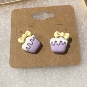 Mickey Mouse Purple Cupcake Earrings.  NWOT!